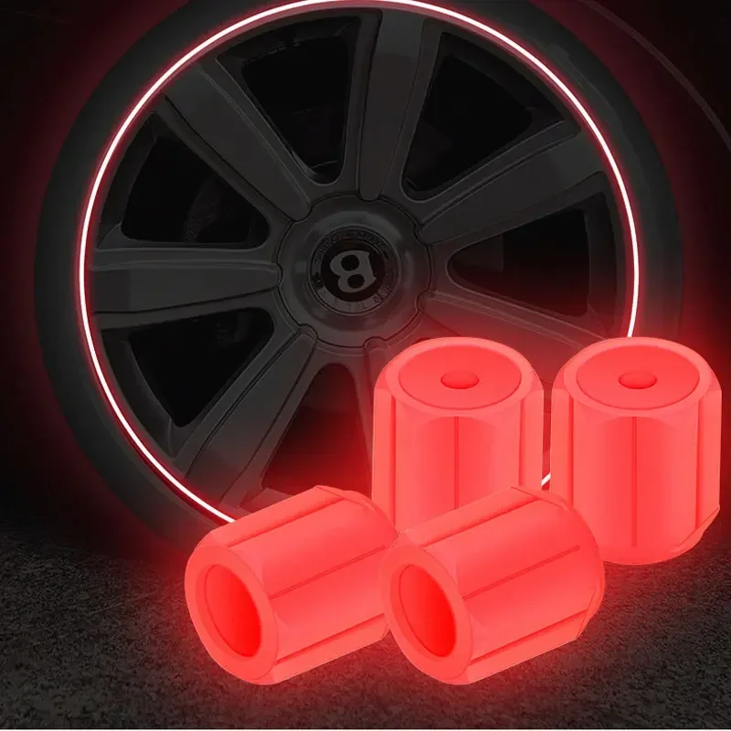 10pcs Luminous Valve Cap Car Fluorescent Tire Valves Cap Glow In The Dark Car Motorcycle Bike Wheel Plug Tyre Hub Cover Decor