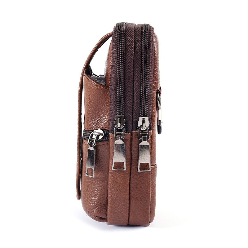 1PC Men's Fashion Messenger Bags Genuine Leather Crossbody Cell Phone Bags Vintage Handbags Fanny Pack Waist Bag Belt Case