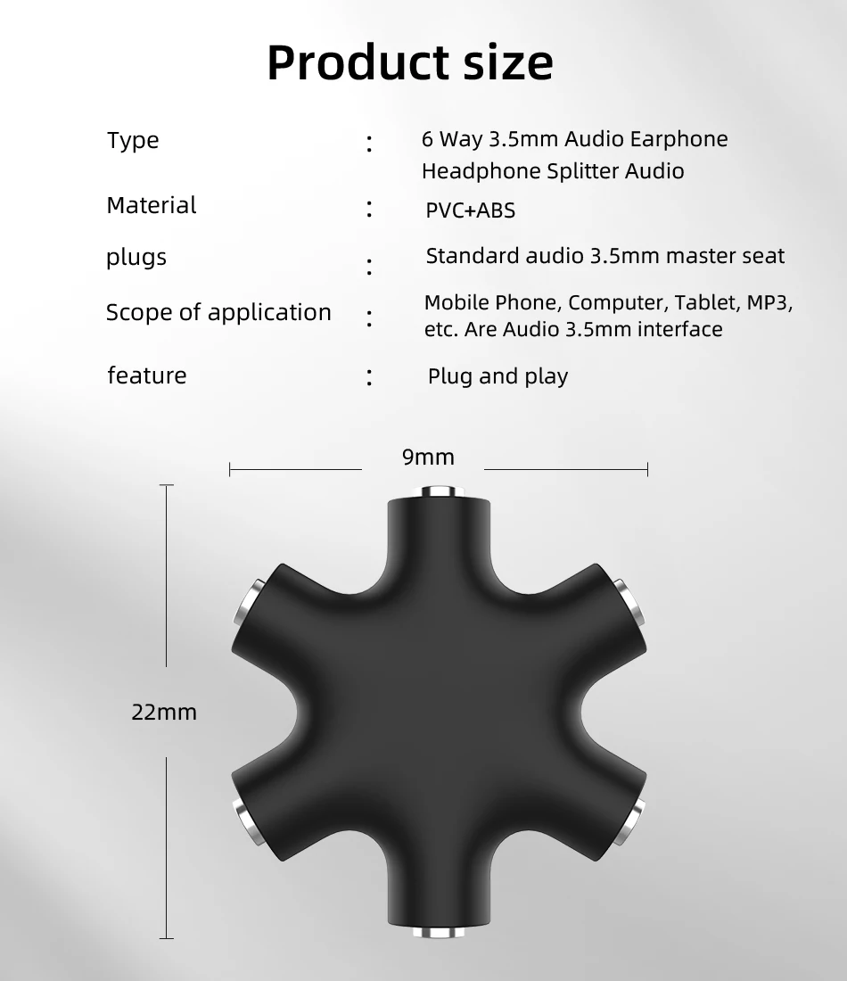 3.5mm Audio Aux Cable Splitter Headphone Port 3.5 Jack Share Adapter for Tablet MP3 MP4 Phone
