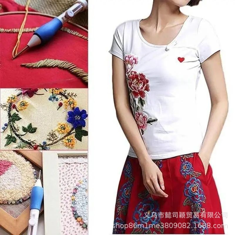 DIY Crafts Magic Embroidery Pen Set DIY 3 Interchangeable Punch Needle Sewing Accessories