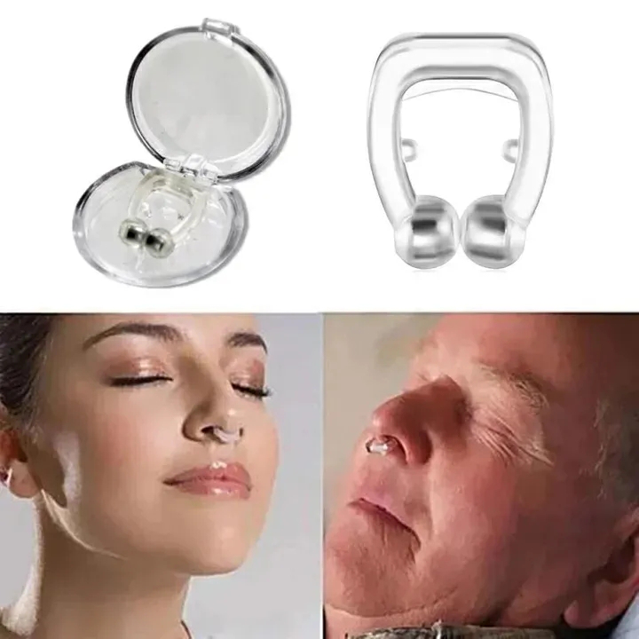 Magnetic Anti Snoring Device Silicone Anti Snore Stopper Nose Clip Tray Sleeping Aid Apnea Guard Night Device White as picture