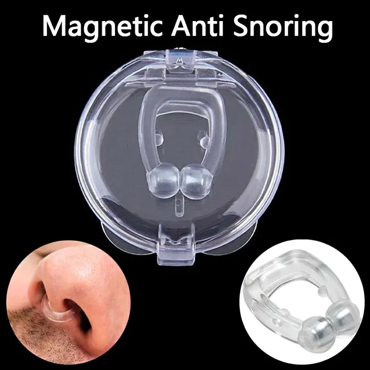 Magnetic Anti Snoring Device Silicone Anti Snore Stopper Nose Clip Tray Sleeping Aid Apnea Guard Night Device White as picture