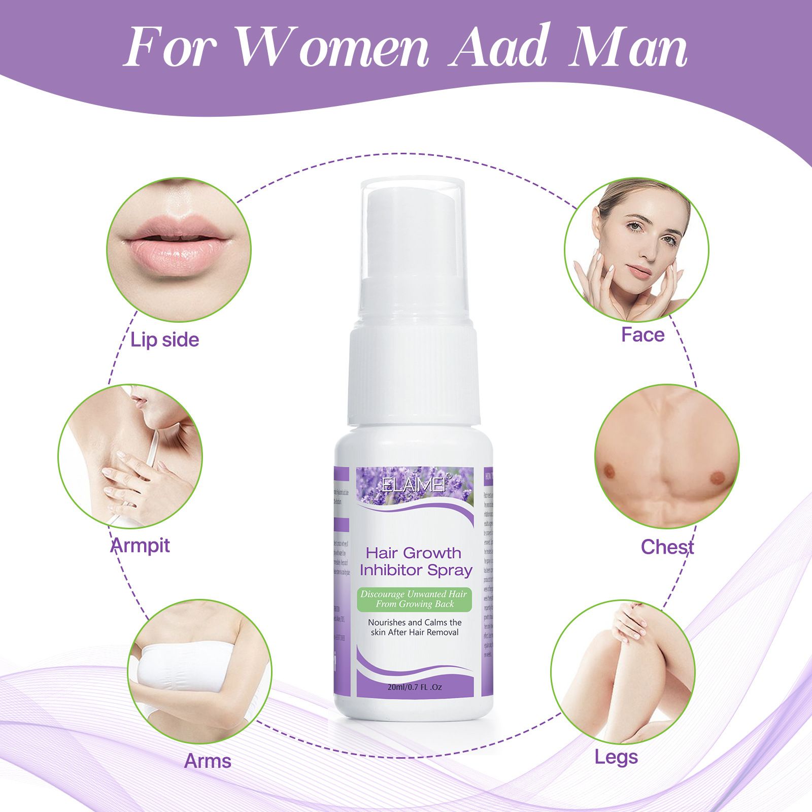 Permanant Hair Growth Removal Inhibitor Spray Beard Bikini Intimate Legs Body Armpit Painless Facial Stop Hair Depilatory 20ml