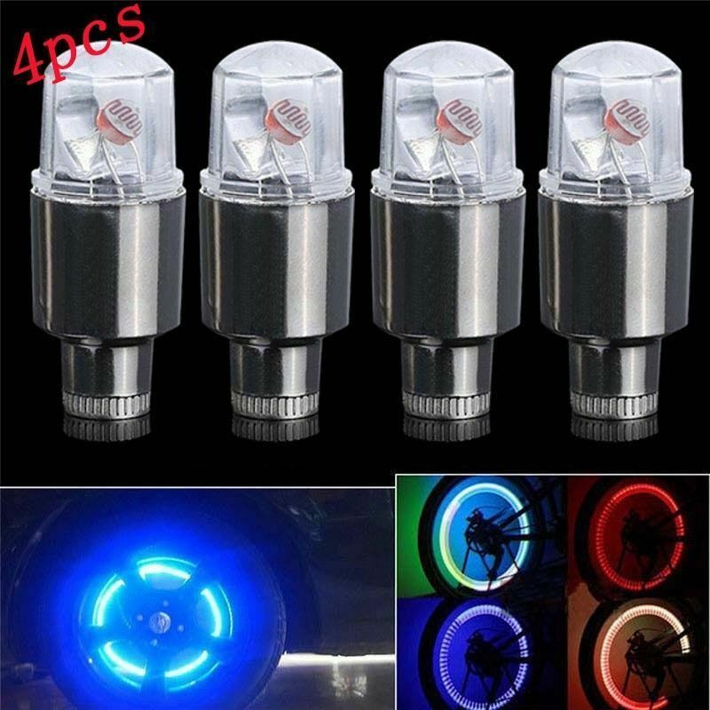 4pc Bike Car Motorcycle Wheel Tire Tyre Cap Flash LED Light Spoke Lamp Auto Car Bike LED Valve Caps Different color