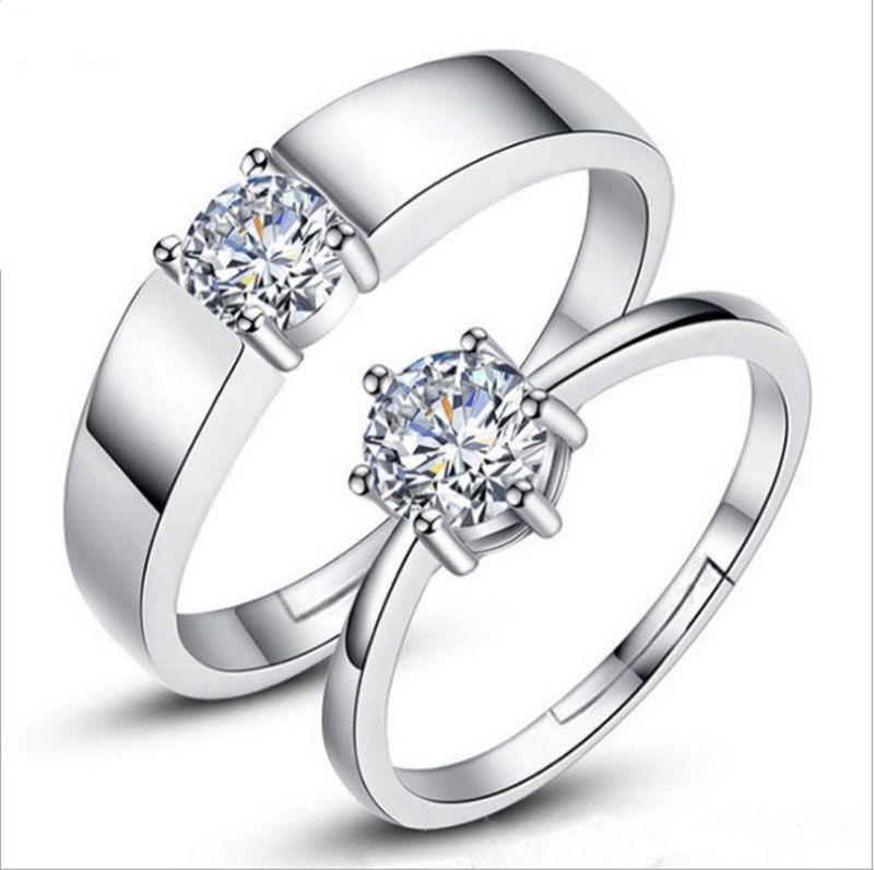 2PCS Couple rings set for men and women ladies adjustable rings jewelry rings wedding in jewellery