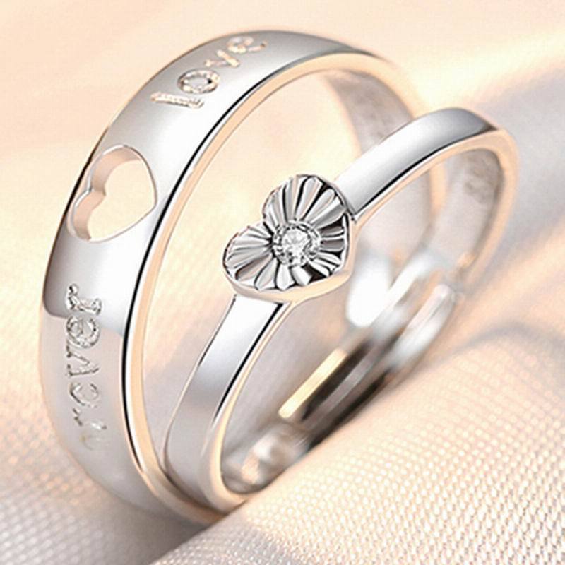 2PCS Couple rings set for men and women ladies adjustable rings jewelry rings wedding in jewellery