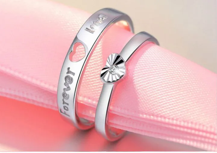 2PCS Couple rings set for men and women ladies adjustable rings jewelry rings wedding in jewellery