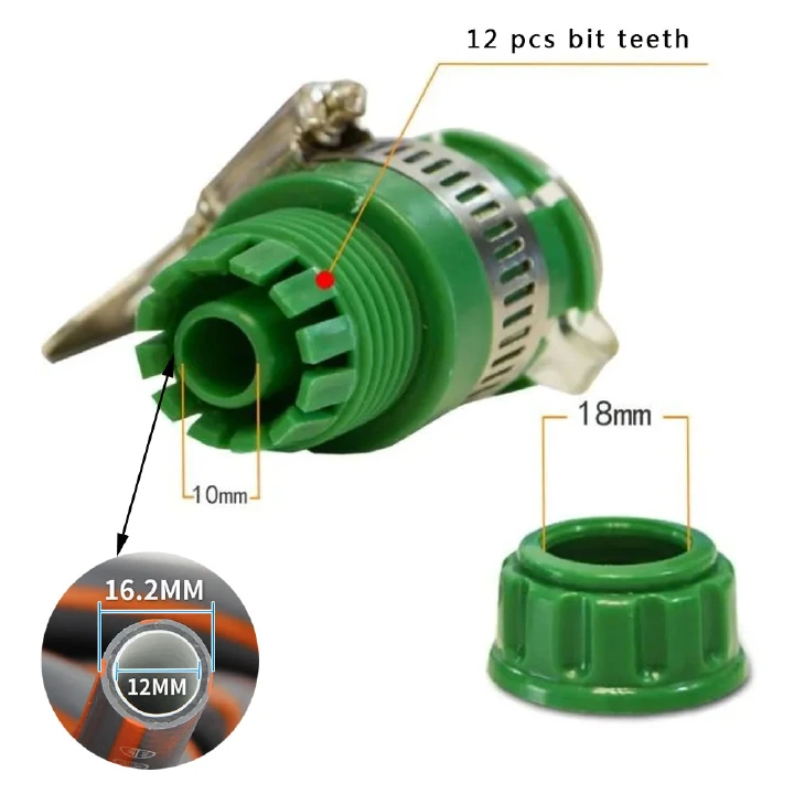 Garden Water Hose Connector with Clamp 1/2 Inch Adjustable Garden Hose Pipe Tube Tap Adapter Quick Connect