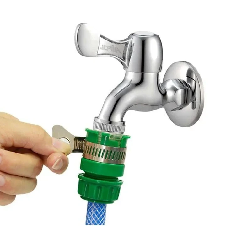 Garden Water Hose Connector with Clamp 1/2 Inch Adjustable Garden Hose Pipe Tube Tap Adapter Quick Connect