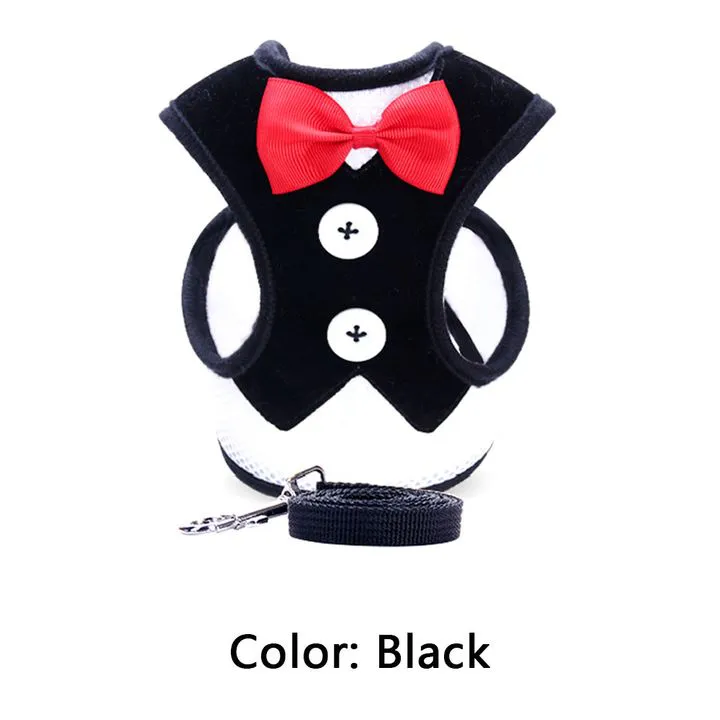 Harness and Leash Set Breathable Pet Harness Vest Mesh Dress Bow Chest Belt Collar For Dog Rabbit