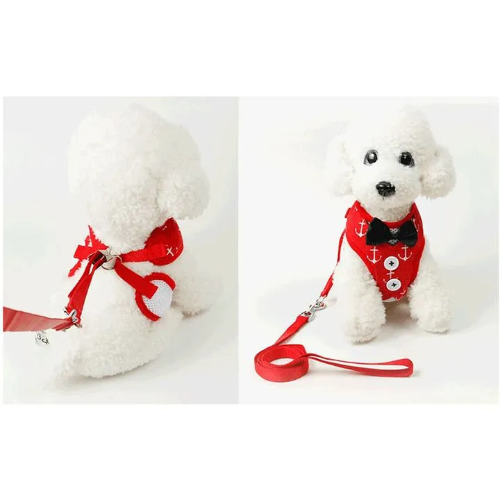 Harness and Leash Set Breathable Pet Harness Vest Mesh Dress Bow Chest Belt Collar For Dog Rabbit