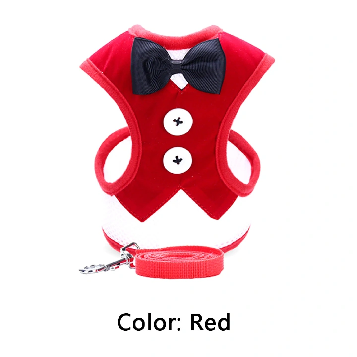 Harness and Leash Set Breathable Pet Harness Vest Mesh Dress Bow Chest Belt Collar For Dog Rabbit