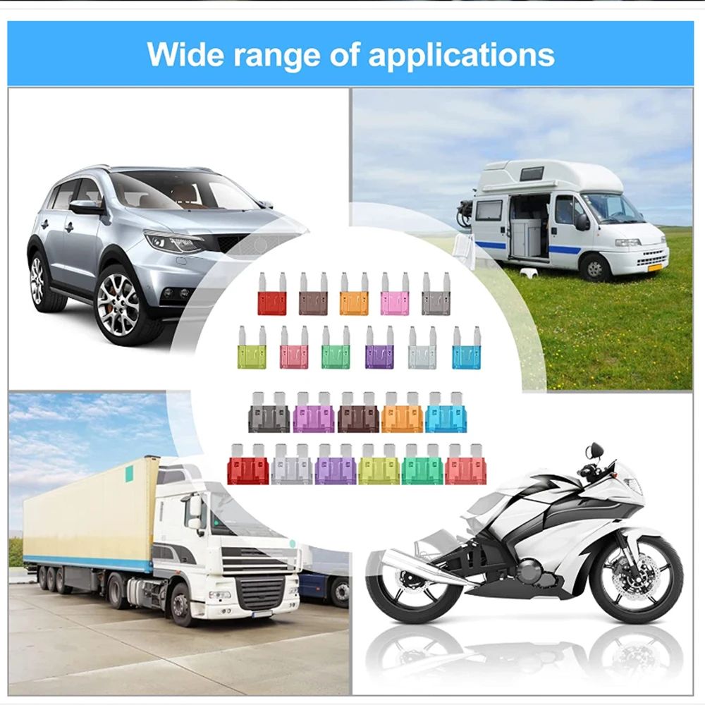 100pcs Standard Car Fuses 2A 3A 5A 7.5A 10A 15A 20A 25A 30A 35A Free Matching Choice Car Fuses Blade Fuses for RV/Truck/SUV
