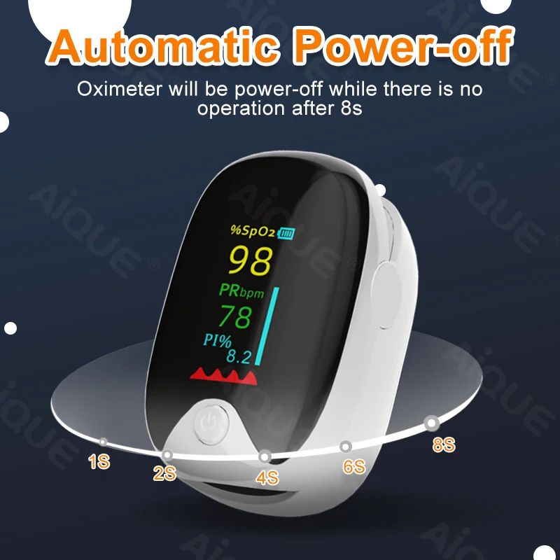 AIQUE Finger Pulse Oximeter Digital Finger Clip TFT Display SpO2 PR Heart Rate Monitor Blood Oxygen Saturation Meter Portable