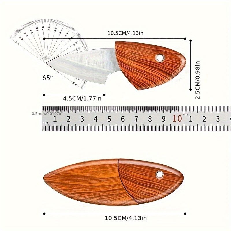 Compact Stainless Steel Knife with Wooden Handle & Box - High-Hardness Blade for Camping, Backpacking & Outdoor Use, Portable Paring Knife, Stylish Ergonomic Design, Durable Non-Slip Grip