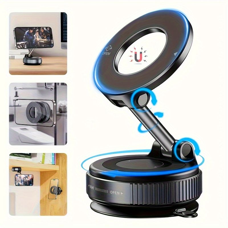 Vacuum Suction Magnetic Car Phone Holder Navigation Car Holder Desktop Lazy Holder 360° Rotating Suction Cup Car Holder
