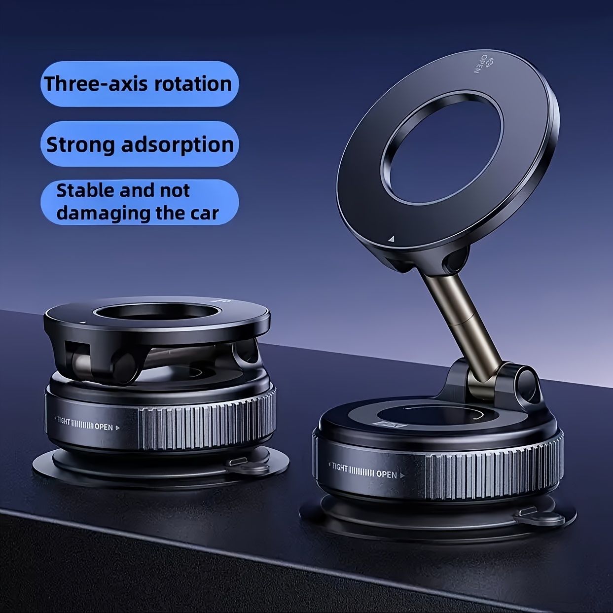 Vacuum Suction Magnetic Car Phone Holder Navigation Car Holder Desktop Lazy Holder 360° Rotating Suction Cup Car Holder