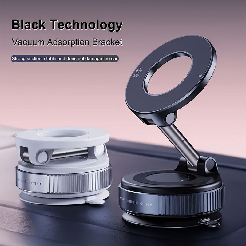 Vacuum Suction Magnetic Car Phone Holder Navigation Car Holder Desktop Lazy Holder 360° Rotating Suction Cup Car Holder