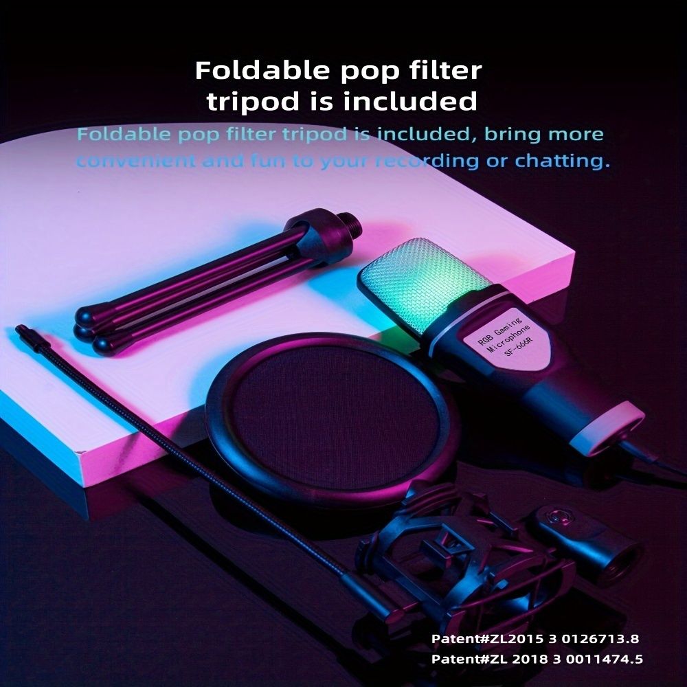 USB Microphone RGB Microfone Condensador Wire Gaming Mic for Podcast Recording Studio Streaming Laptop Desktop PC