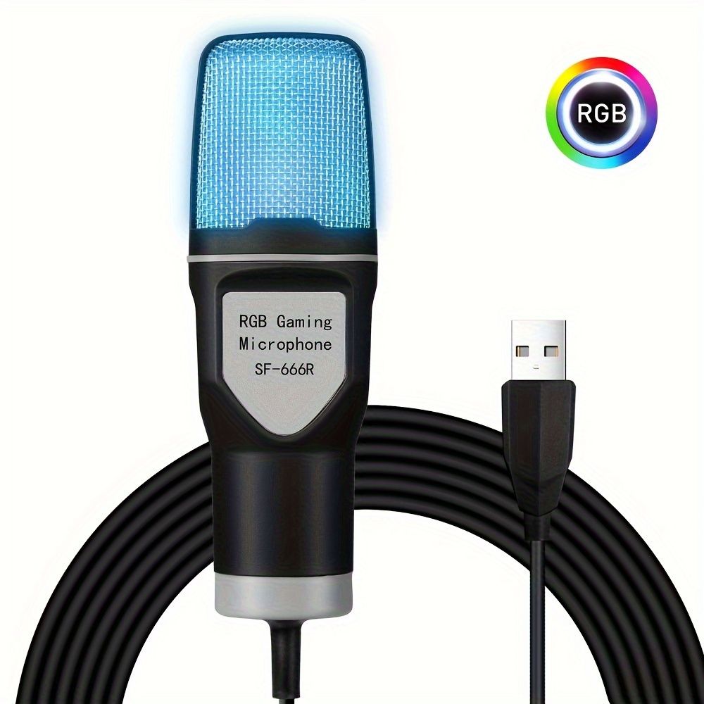 USB Microphone RGB Microfone Condensador Wire Gaming Mic for Podcast Recording Studio Streaming Laptop Desktop PC