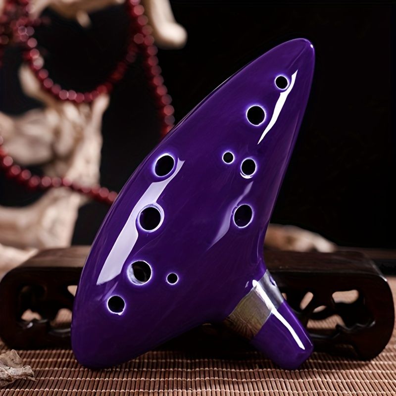 FF Bonfires 12 Hole Ceramic Ocarina Flute Music Instrument, Blue Ceramic Ocarina for Flute Players, Durable and Stylish Music Instrument