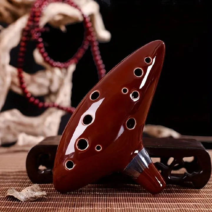 FF Bonfires 12 Hole Ceramic Ocarina Flute Music Instrument, Blue Ceramic Ocarina for Flute Players, Durable and Stylish Music Instrument