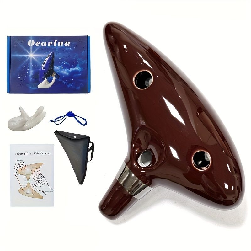 FF Bonfires 12 Hole Ceramic Ocarina Flute Music Instrument, Blue Ceramic Ocarina for Flute Players, Durable and Stylish Music Instrument