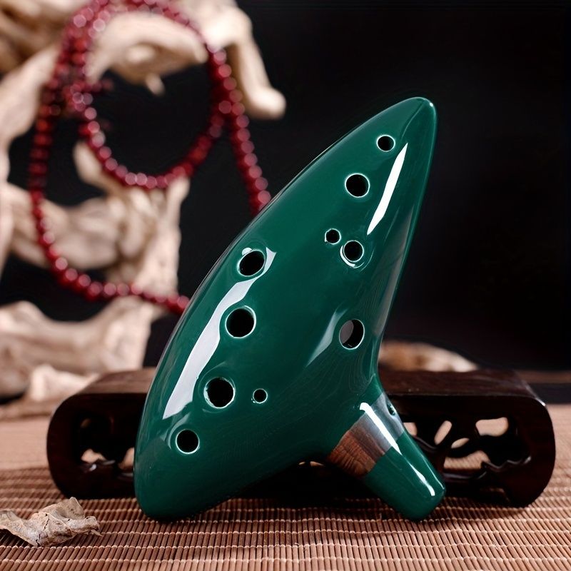 FF Bonfires 12 Hole Ceramic Ocarina Flute Music Instrument, Blue Ceramic Ocarina for Flute Players, Durable and Stylish Music Instrument