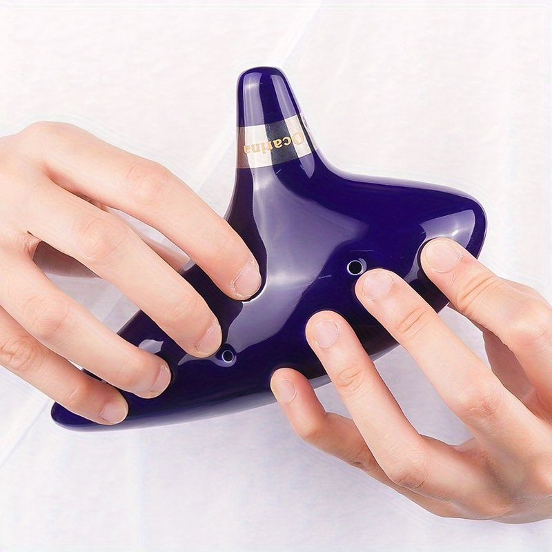 FF Bonfires 12 Hole Ceramic Ocarina Flute Music Instrument, Blue Ceramic Ocarina for Flute Players, Durable and Stylish Music Instrument