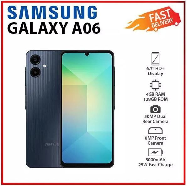 Samsung Galaxy A06, 6.71", 4GB RAM +128GB Storage (Dual SIM), 5000mAh-Smartphones