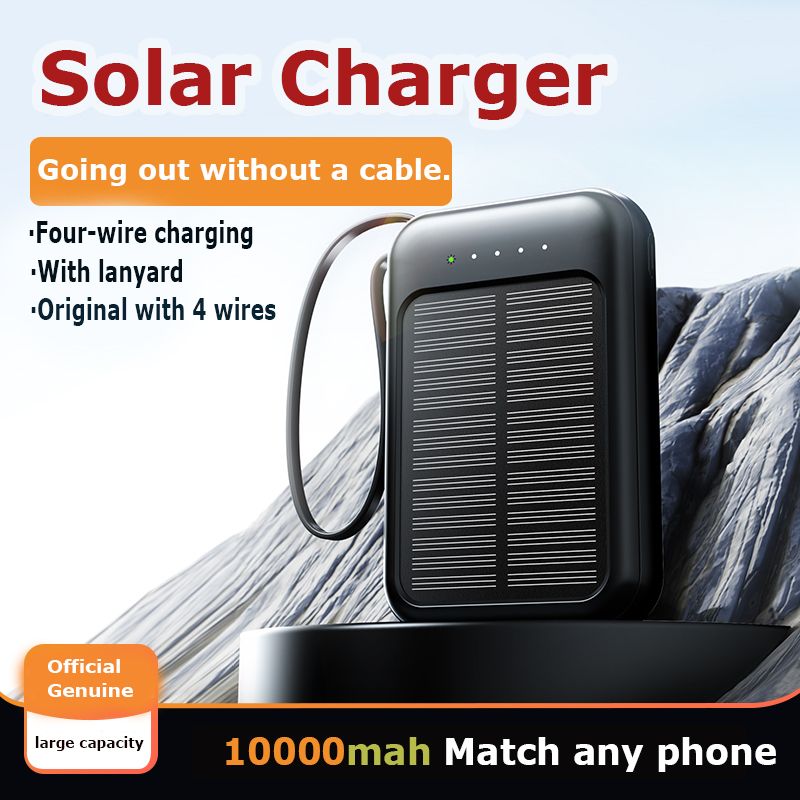 With 4-Wire and solar charging capabilities, Portable Power Banks 10000mAh  Dual USB Output