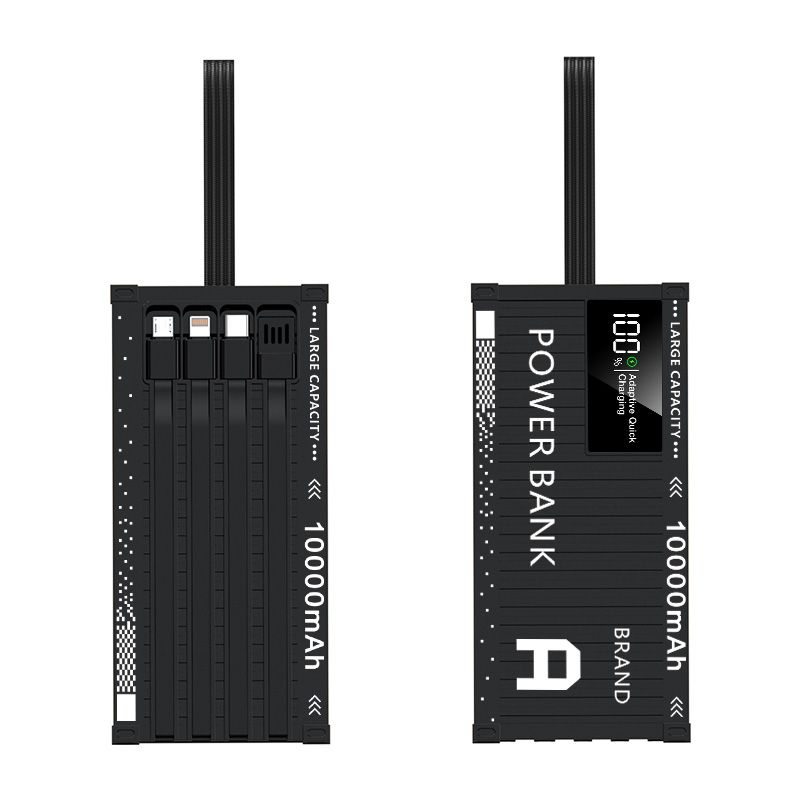 Super Fast Charging 10000mAh Mobile Power Bank  Portable with 4-Wire Dual Type-C Input/Output PD 20W Stylish Punk Style