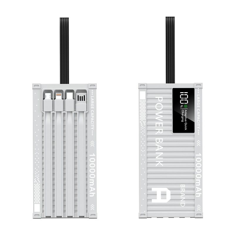Super Fast Charging 10000mAh Mobile Power Bank  Portable with 4-Wire Dual Type-C Input/Output PD 20W Stylish Punk Style