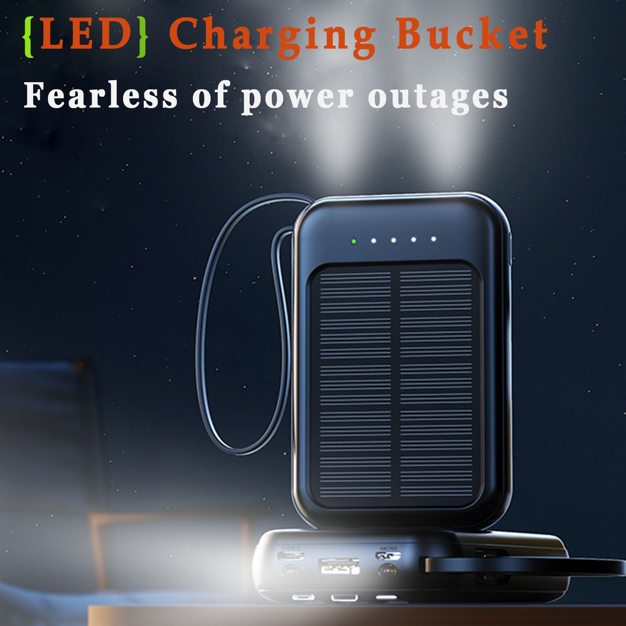 With 4-Wire and solar charging capabilities, Portable Power Banks 10000mAh  Dual USB Output