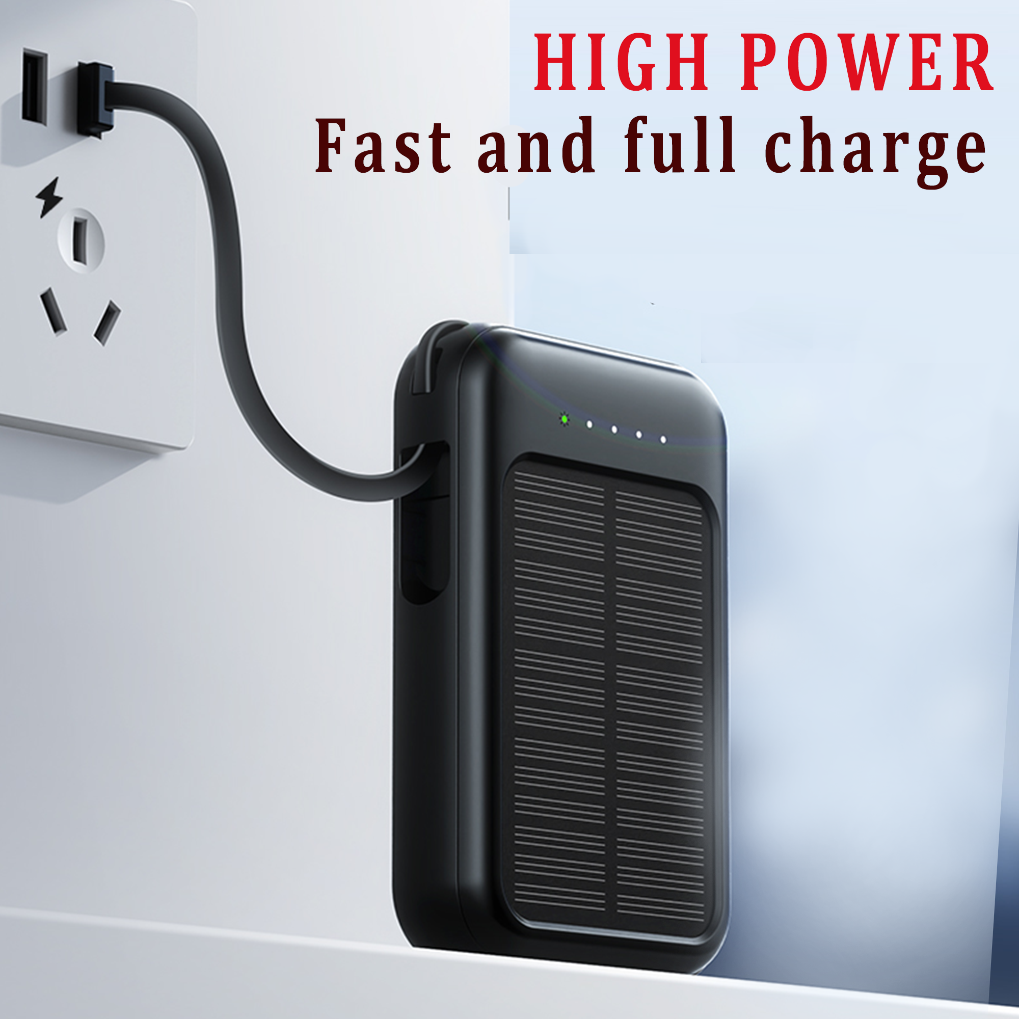 With 4-Wire and solar charging capabilities, Portable Power Banks 10000mAh  Dual USB Output
