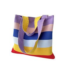 Rainbow Knitted Shoulder Bag Handbag Versatile Large Capacity Commuter Outstreet Tote Bag Shopping Bag