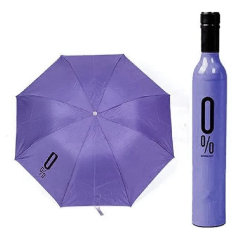 Wine Bottle Design Folding Umbrellas Windproof Travel Umbrellas for Rain - Covers 2/3 people when fully opened, Lightweight, Strong, Compact with for Men & Women