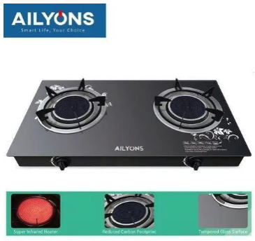AILYONS High QUALITY infrared Countertop Glass Two Burner Cooker-Auto Ignition