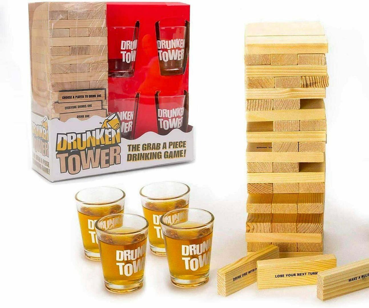 Drunken Tower Party Game / Drunken Tower Fun Stacking Game / Drunken Tower Challenge Set / Drunken Tower Tipsy Blocks Game / Drunken Tower Ultimate Party Stacker / Drunken Tower Drinking Game / Drunke
