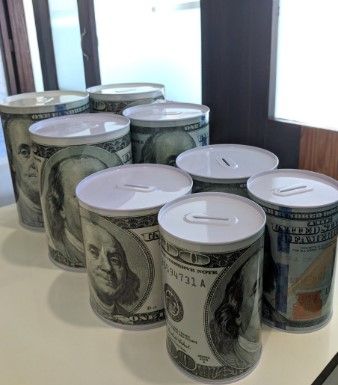 Cylindrical US dollar Metal Tin Can Piggy Bank Money Boxes
Metal Money Can - 100 Dollar Bill Design - Save Your Cash
100 Dollar Bill Tin Bank - Unique & Stylish Savings. Perfect Gift