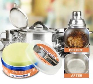 Jue-Fish Kitchen Heavy Oil, Stain, Soot and Rust, Cleaning Cream Powerful Stainless Steel Sufuria and ceramic Tile Cleaner All-purpose Cleaner Fit for Kitchen, Pot Bottom Cookware and Sink. (160g)
