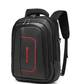 Men's Leather Laptop Backpack – Waterproof Travel & School Bag – Multi-Compartment Black Bag