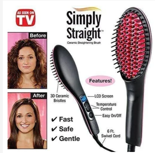 Simply Straight Hot Comb Ceramic Hair Brush Straightener