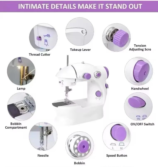 Mini Sewing Machine Portable Mini Desktop Foot Pedal Night Light Household Straight Line Cutter AutoSewing Machine with Light Cutter Foot Pedal Portable Night Light Sewing Machine