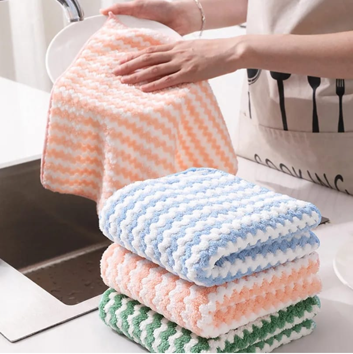5 PCS High Quality,Absorbent,Soft Microfiber Cleaning Cloth, Dish Cloths for Washing Dishes, Ultra Absorbent Kitchen Rags Dry & Wet Kitchen Cleaning & House Keeping Towel