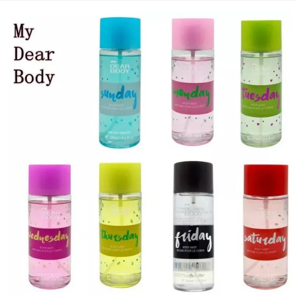 My Dear Body Splash Sunday To Monday Everyday Body Splash .Sweet Fresh blend floral, fruity, spicy, and woody Scents for Freshness  and Smoothen Skin Care