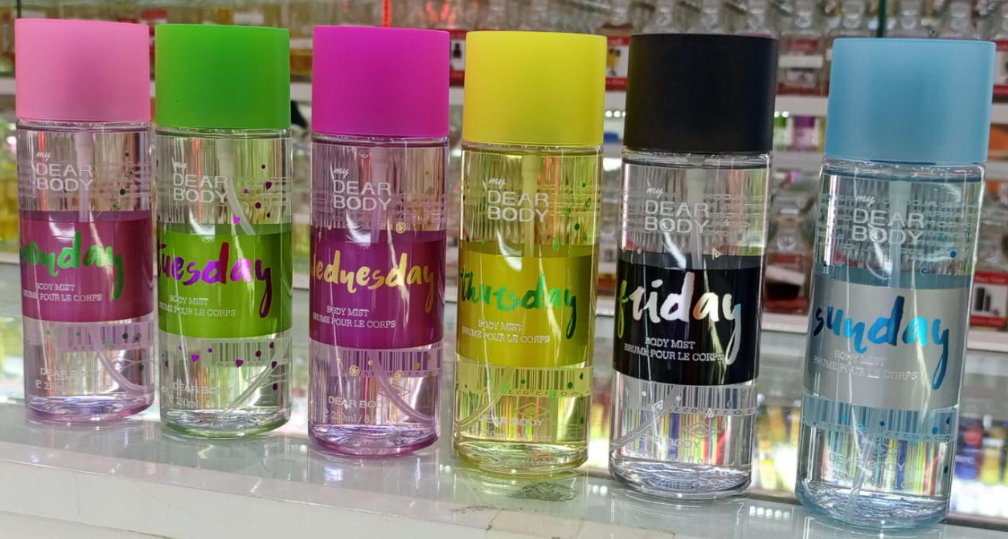 My Dear Body Splash Sunday To Monday Everyday Body Splash .Sweet Fresh blend floral, fruity, spicy, and woody Scents for Freshness  and Smoothen Skin Care