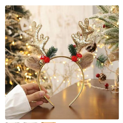✅Sequin Hair Band for Kids, Christmas Headband, Xmas Elk Horn Bell, Merry Christmas Decor, Gifts for Happy New Year, Photo Props