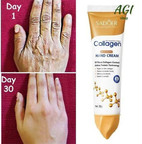 SADOER COLLAGEN ANTI- AGING HAND CREAM With Hyaluronic Acid & Niacinamide Softens Smoothens Improves Dry Hands
