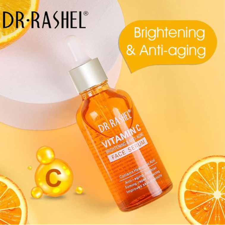 Dr. Rashel Vitamin C Brightening & Anti-Aging Face Serum with Hyaluronic Acid Firming, Repair Collagen DR RASHEL Organic Vitamin C Serum for Face Dark Spots, Even Skin Tone, Lines & Wrinkles